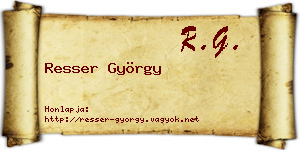 Resser György névjegykártya
